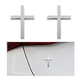 2PCS Metal Jesus Christ Cross Badge Stickers, 2.5