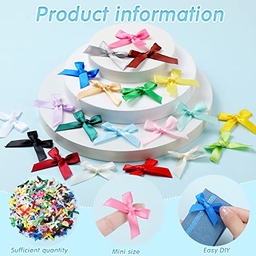 300 Pcs Mini Ribbon Craft Bows, Small Multicolor Diy Craft Tiny Bows For Presents Satin Decoration Bowknot For Gift Wrapping Hair Clip Flower Bouquet Wedding Birthday Sewing Scrapbooking #TOP4