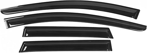 IKON MOTORSPORTS, Visera de ventana compatible con Nissan Murano 2015-2024, estilo delgado, acrílico, negro, sol, lluvia, viento, ventilación,