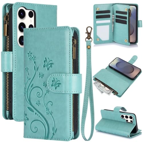 Coque Galaxy S24 Ultra verte : le portefeuille cuir idéal pour vos sorties