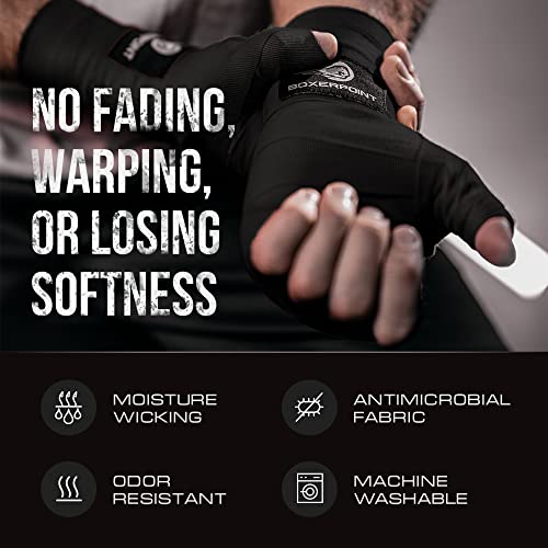 Boxerpoint 180" Ringside Boxing Wraps For Men And Women | Boxing Hand Wraps For Boxing Gloves Men, Women, Muay Thai, Kickboxing, Mma - Professional Handwraps Breathable Boxing Glove Wraps | Black #TOP5