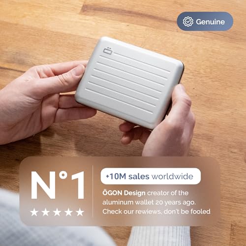 Image of OGON -DESIGNS- Aluminum wallet, Large capacity with metal lock, RFID Protection against fraud and demagnetization, Smart Case OSLO Large model