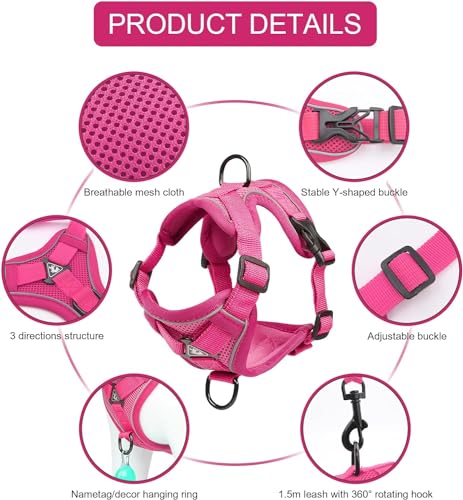 Arnés para gatos para caminar con chaleco suave rosa talla L 5