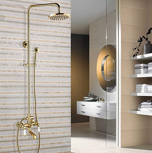 Robinet mitigeur mural et colonne de douche or pour spa