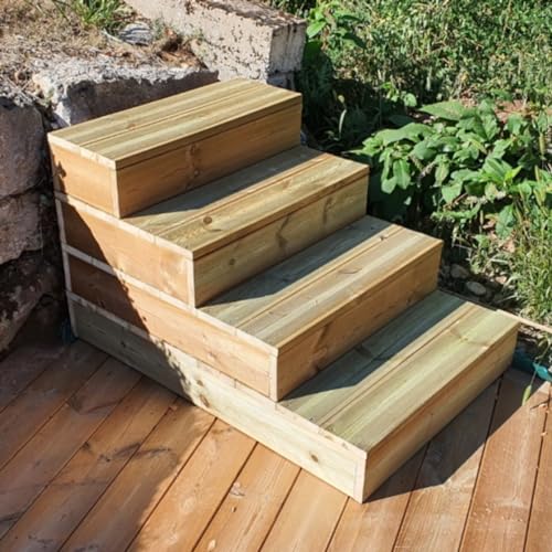 Marche bois modulable pour aménager un escalier de jardin paysager