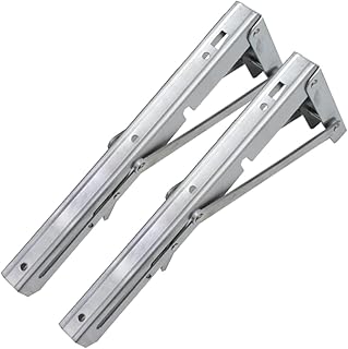 DOITOOL 2pcs Folding Bracket Stainless Steel Shelves Folding Shelf Folding Support Bracket Triangle Shelf Bracket Wall Mounted Bracket Stainless Steel Tripod Silver Spring Loaded Bracket