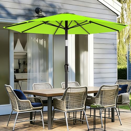 Image of AreShark 9 FT Patio Umbrella for Outdoor, Outdoor Table Umbrella with Push Button Tilt and Crank, Outdoor Patio Umbrellas with 8 Sturdy Ribs for Market, Garden, Pool (Apple Green)