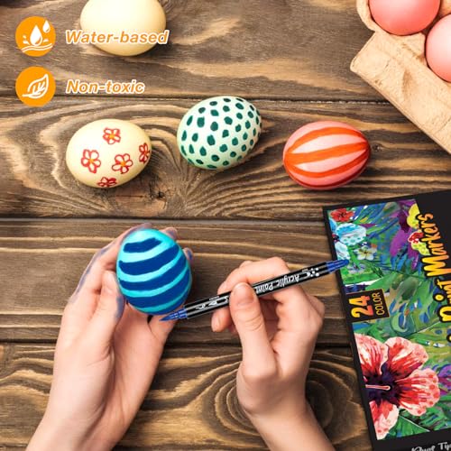 AOSUCO-Acrylic-Paint-Pens-Dual-Tip-for-Rock-Painting-Wood-Pebbles-Glass-Ceramic-Stones-Fabric-Canvas-Craft-Waterproof-Brush-Marker-Set