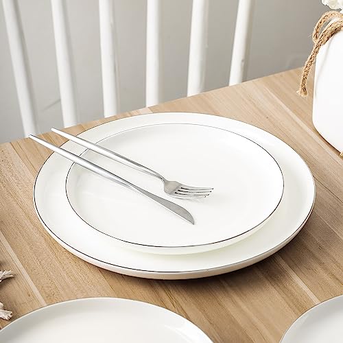 Stone Lain Gabrielle Formal Bone China Dinnerware Set For 8, White And Platinum #TOP3