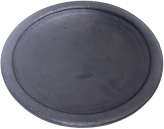 Village Kraft Pre-Seasoned Smooth Finish Unglazed Clay/Earthenware/Mitti/Mud/Mati/Tapa Saj/Sac/Naturally Non-Stick Tawa for roti Fulka/Chapati/Paratha/Chila & dosa,27 cm,Black,1 Piece