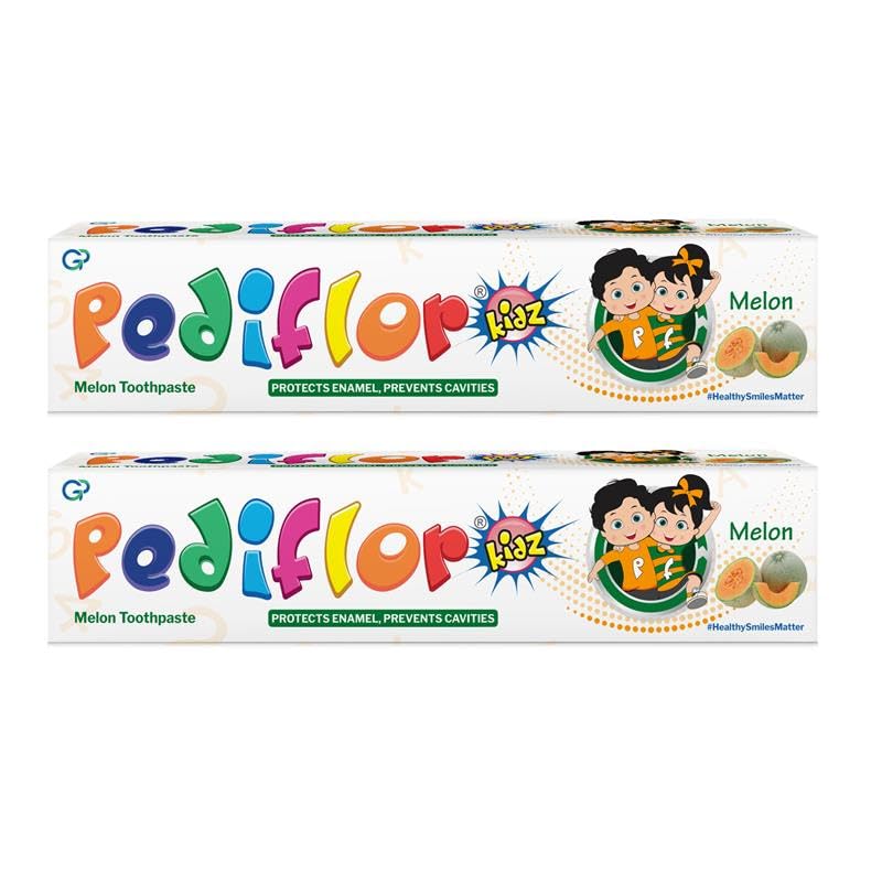 pediflor kidz enamel protection cavity protection toothpaste - melon flavor (pack of 2)