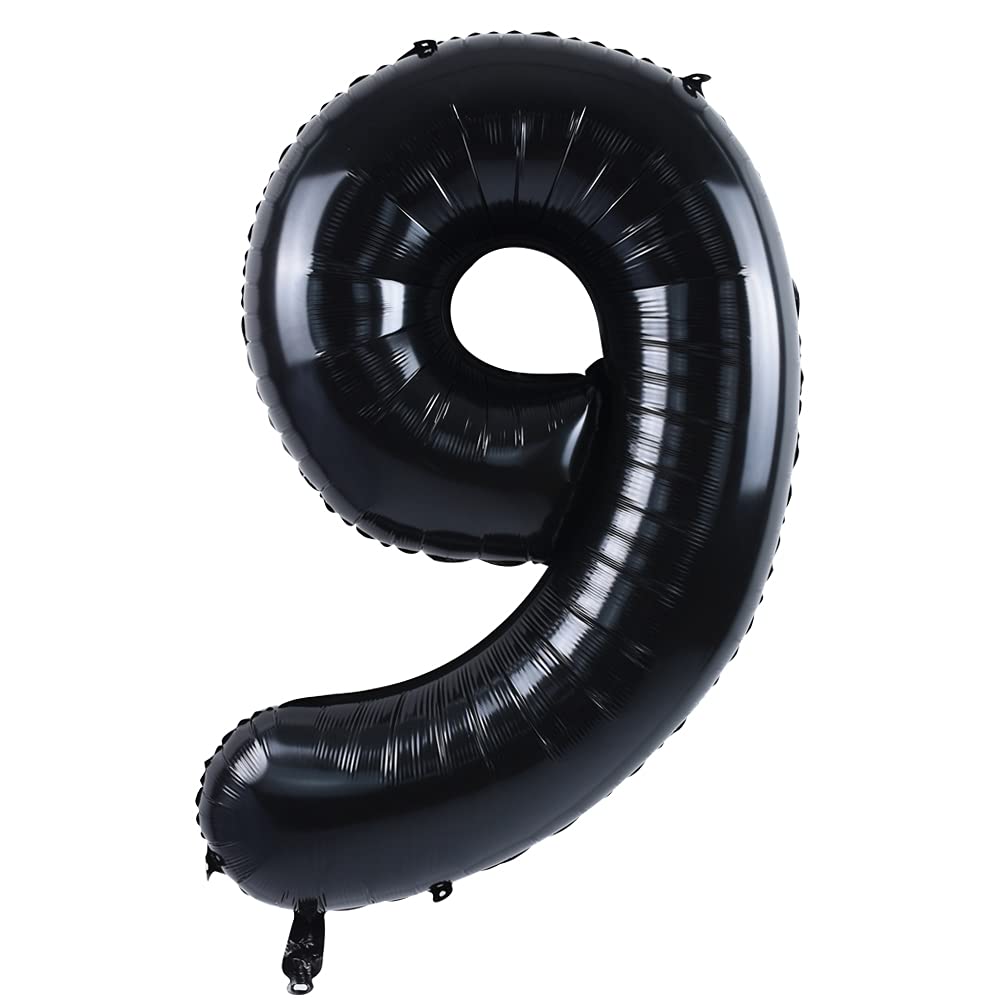 TONIFUL 40 Inch Black Large Numbers0-9,Number 9 Digital 9 Helium Balloons,Foil Mylar Big Number Balloons for 2026 Graduation New Year Eve Birthday