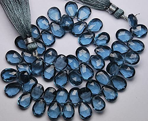 Quartz Bleu de Londres d'exception en briolettes 7x10mm de qualité supérieure