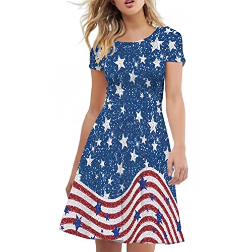 AFPANQZ Womens Casual Summer Lightweight Vintage Dress Short Sleeve Midi Dress Knee-Long Luxury Formal Dress