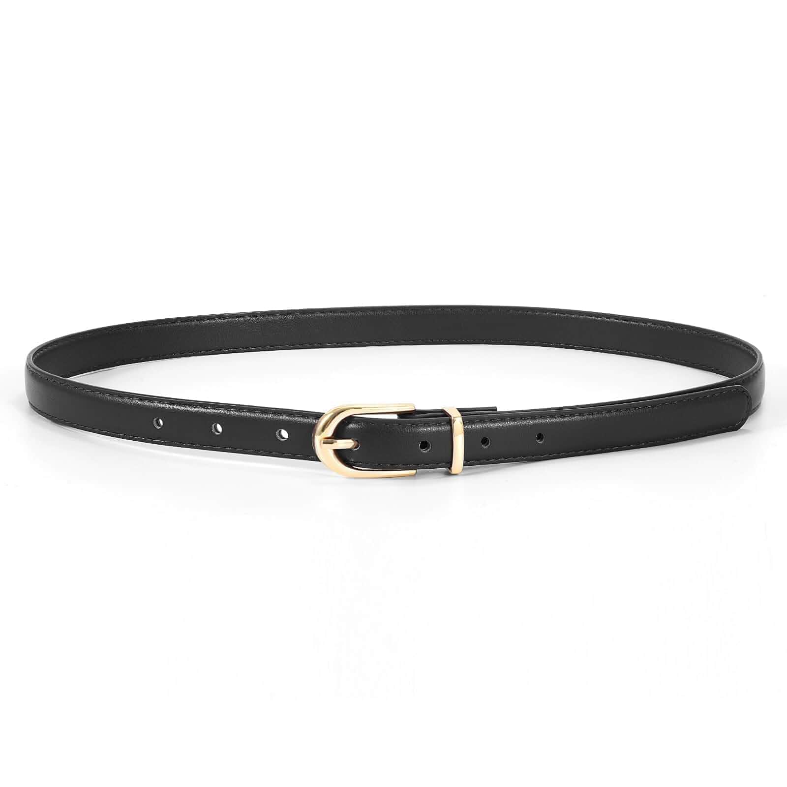 JASGOOD Womens Skinny Leather Belt Ladies Thin Faux Leather Belt with Gold/Silver Buckle for Jeans Dress Pants