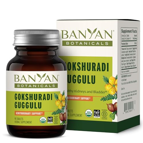 Banyan Botanicals Organic Gokshuradi Guggulu – Urinary Tract & Kidney Support Supplement – with Gokshura & Guggulu Resin for Systemic Cleansing & Vitality – 90 Tablets – USDA Organic