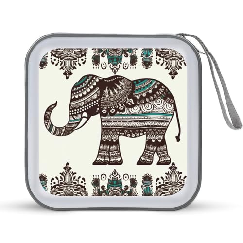 Étui CD rigide pour 40 DVD avec motif éléphant bohème de taille unique
