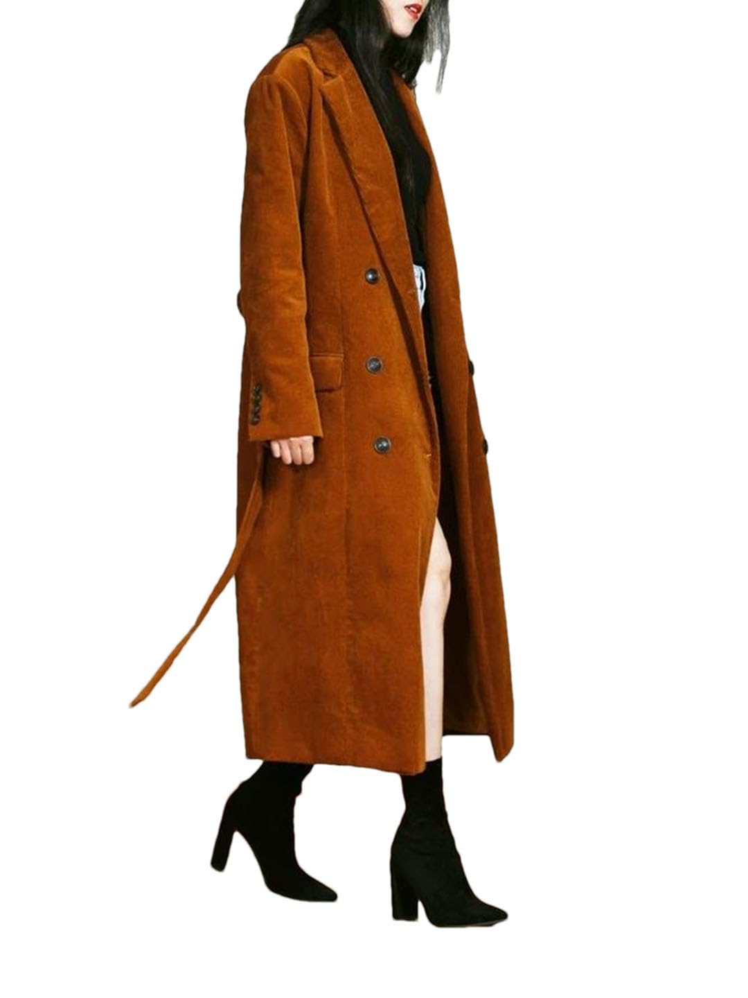 Long Mid-Calf Trench For Women Outerwear Straight Coat