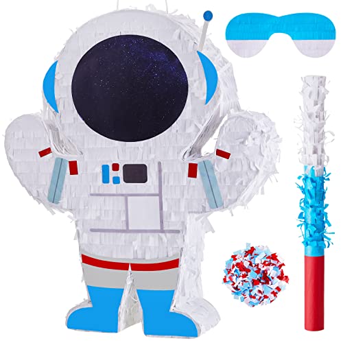 Astronaut Pinata 14.5 X 12.2 X 2.95 Inch Outer Space Party Decorations Space Themed Party Supplies With Plastic Stick Paper Blindfold Confetti For Birthday Kids Boys Girls Decoration #TOP17