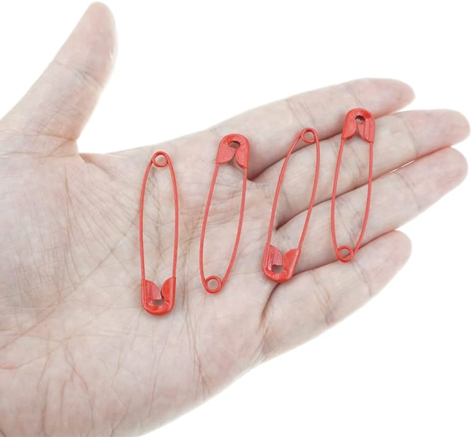 100 Count Safety Pins 1.77 Inch Metal Safety Pins for Handcrafts DIY Sewing Art Craft Pin (Red)