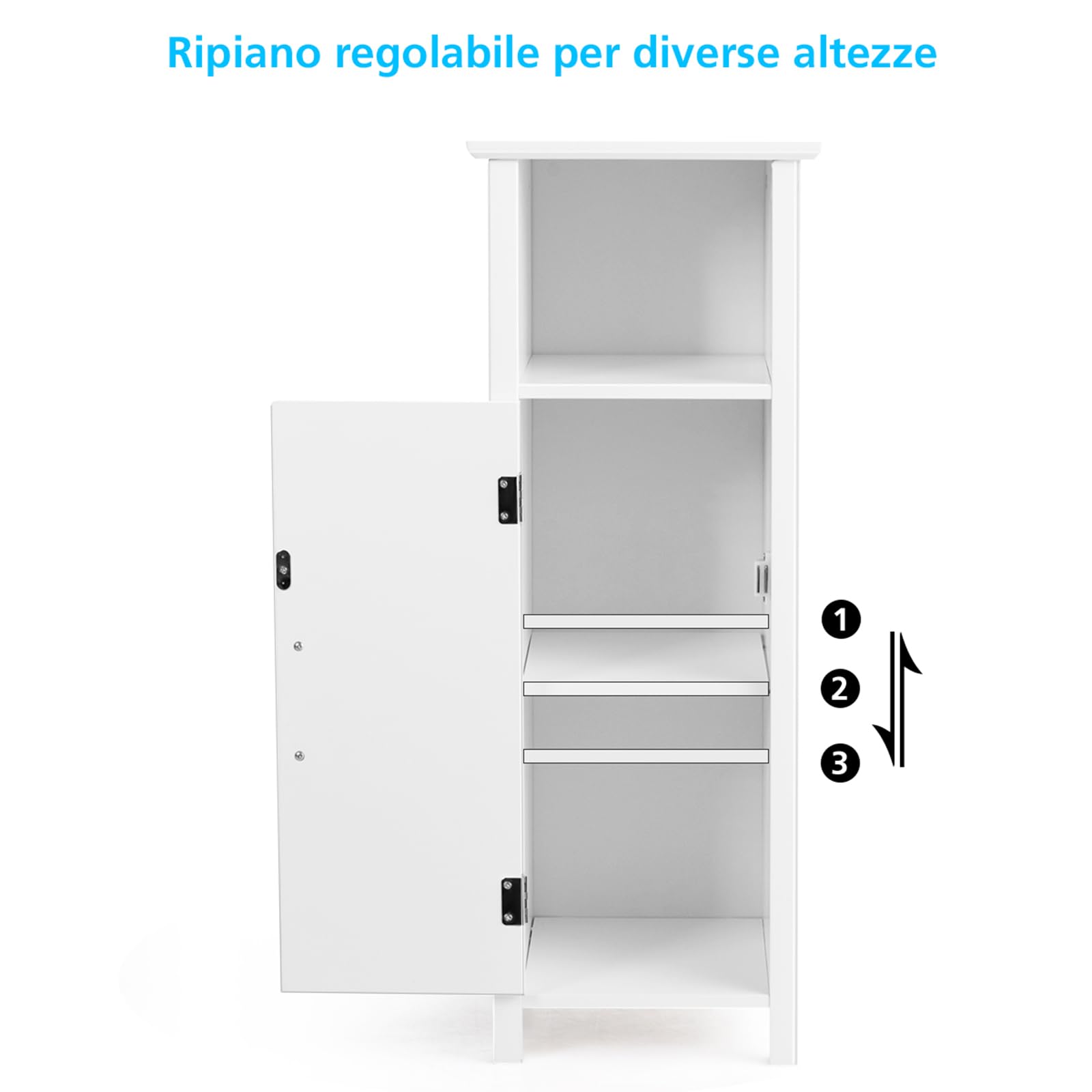 COSTWAY Mobile Bagno 30 x 30 x 80cm, Armadietto Salvaspazio in Legno con Ante e Ripiani Regolabili per Cucina, Soggiorno e Corridoio, Mobiletto Spazioso (Bianco)