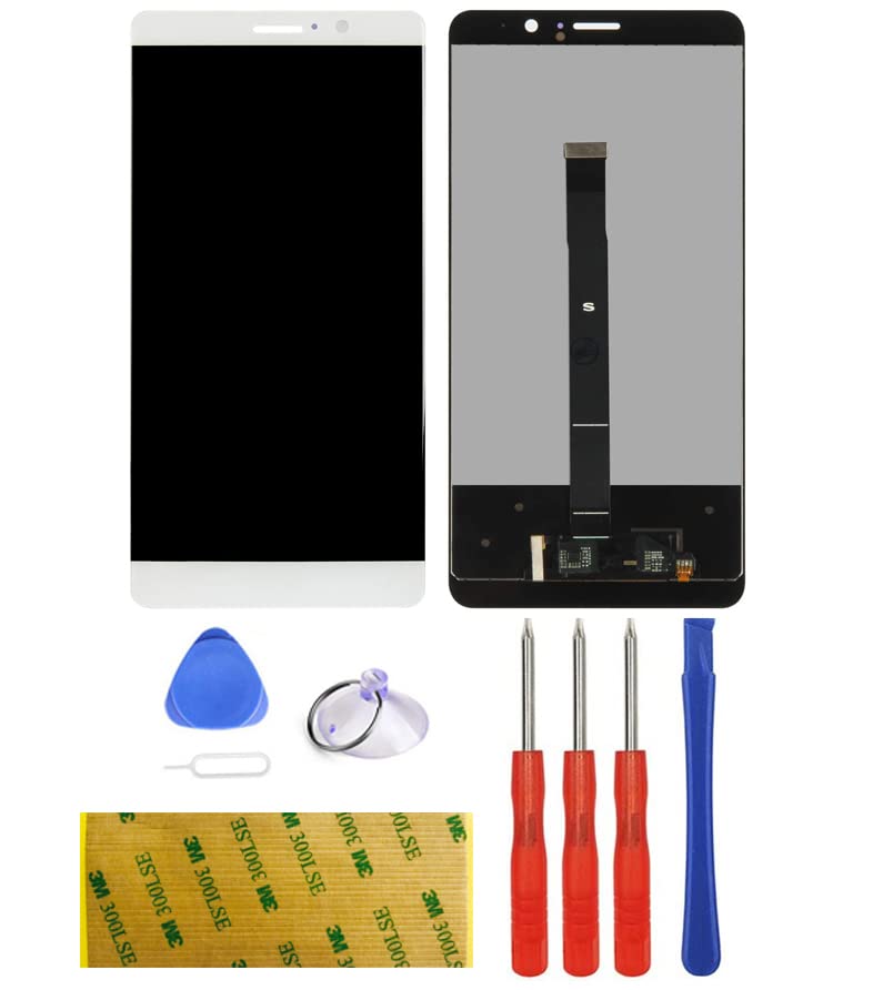LTZGO LCD Táctil Reemplazo con Huawei Mate 9 Pantalla Blanco Repuesto Reparación Ensamblaje Asamblea Digitalizador con Kit Adhesiva Herramientas (sin Marco)