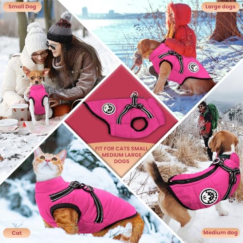 PETCARE Winter Dog Coat with Harness Built in Waterproof Dog Jackets Warm Pet Fleece Vest Windproof Snow Jacket Snowsuit Reflective Dogs Cold Weather Coats for Puppy Small Medium Large Dogs Cats - Image 6