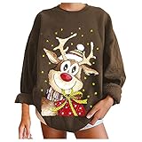 Weihnachts Kapuzenpullover Damen Kapuzenpulli Herbst Winter Oversized Weihnachtspullover Für Weihnachten Mit Hirsch Aufdurck Pullover Mit Kapuze Und Taschen Weihnachtsmann Rentiere