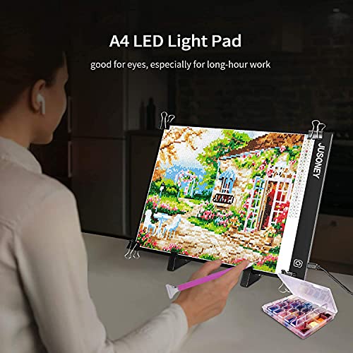 Miniatura 7 de Jusoney Mesa De Luz, Mesa Luz, Kit De 41 Piezas De Pintura Con Diamantes 5d Con Caja De Mesa Luz De Brillo Regulable, Accesorios De Pintura De Diamantes Con Tabla De Luz, Mesa De Luz Niños