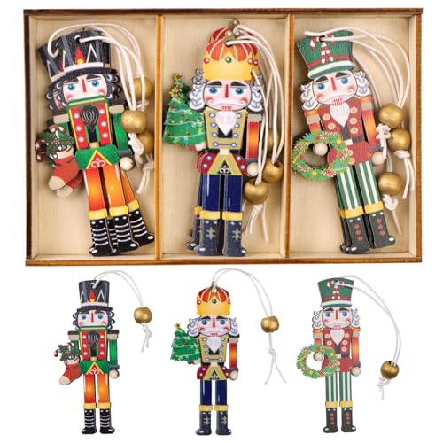 ZYDYRX 9 Stück Hölzerner Nussknacker Soldat Anhänger Weihnachten...