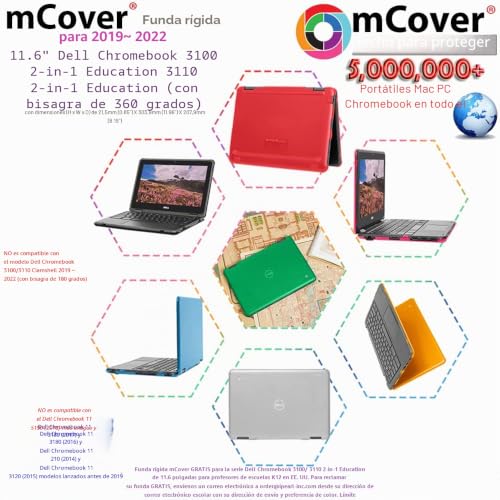 Funda DELL Chromebook 3110 2 en 1 mCover para evitar arañazos en portátiles escolares verdes 3