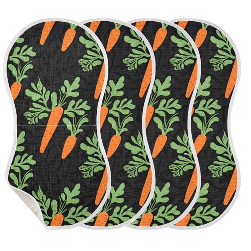 Muslin Burp Cloth for Baby 2PCS Carrots Black Super Absorbent Burping Cloths, Bibs for Newborn Boys Girls3
