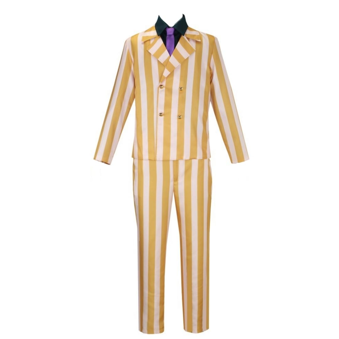 GWOKDANMen Cosplay Costume Anime Uniform Yellow Suit Cloak Halloween Outfits Full Set