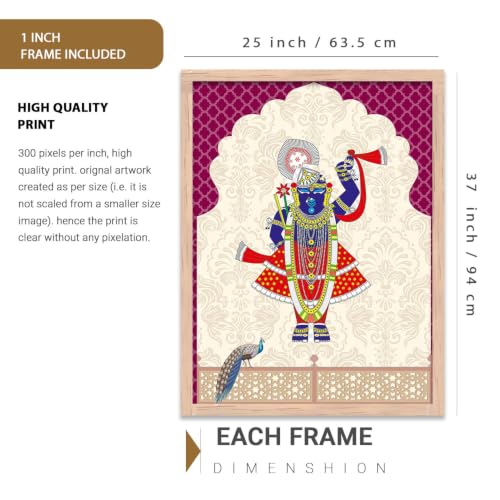 Image of kotart Art Wall Painting | Indian Traditional Madhubani Paintings Home Decoration With Frame For Living Room Bed Room Hotel Wall Decor Digital Reprint Set of 3 (35x37 Inch)