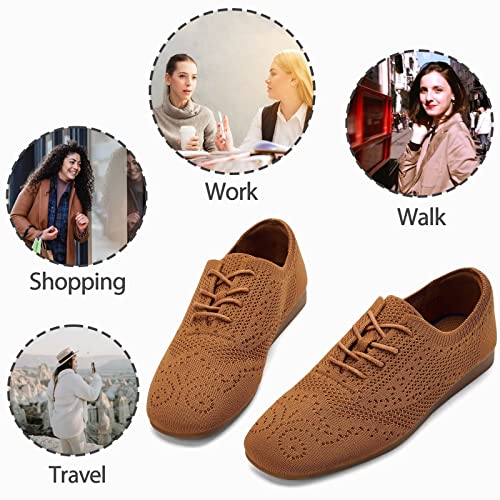 Tiosebon Women'S Oxford Flats Vintage Brogue Loafer Classic Dress Shoes 6 Us Coffee thumb #5