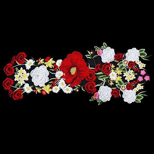 Multicolors Long Flower Patches Embroidery Patches Lace Fabric Cord Applique Motif Sewing Accessories For Craft Coat Design T1735 #TOP1