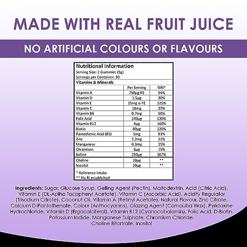 Multivitamin Gummies High Strength for Men Women - Vegetarian +14 Essential Vitamins & Minerals - Gluten Free, Non-GMO Multi Vitamins Chewable Adults Vitamin C A D E B12 B6 & Biotin, Zinc & Iodine - Image 7