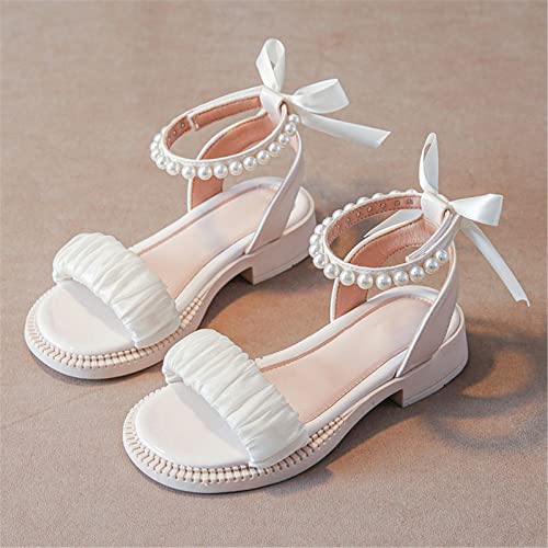Kids Girl's Open Toe Sandals Bowknot Pearl Ankle Strap Sandals Summer Princess Dress Shoes2