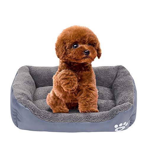 HahaGo Cama para Mascotas, Perrera para Perros, Nido para Gatos, Caseta para Perros, Saco de Dormir, Colchoneta para Cachorros de Invierno, Colchón para Gatos, Perros Pequeños y Medianos (Gris, S)