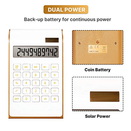 2 Pieces Office Home Calculator Slim Calculator Cute Calculator Solar Power Calculator Desk Calculator Tilted Lcd Display For Business Office School Supplies, 10 Digits #TOP2