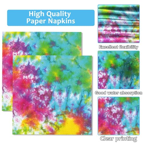 Qyeahkj QY0103 100 Pcs Tie Dye Party Plates And Napkins Set Tie Dye Birthday Party Decorations Girls Tie Dye Supplies Tie Dye Tableware Tie Dye Themed Party Favors thumb #3