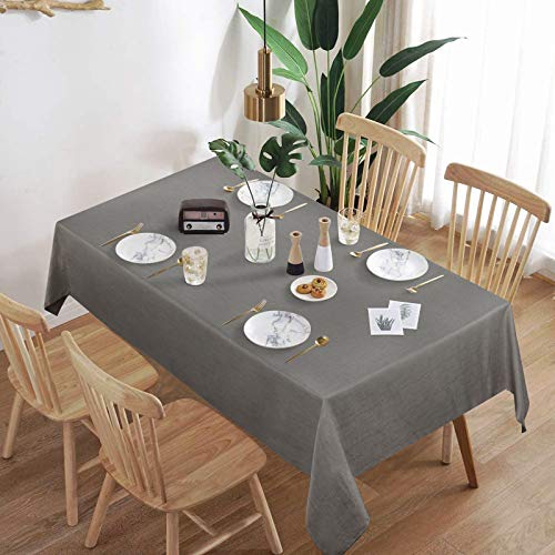Faux Linen Tablecloth, Wrinkle Free Soft Table Cloth, Flax Linen Tablecloth for Kitchen Dining Room Party Decoration, Tablecloth Rectangle 56 x 120 inch, Grey - Thumbnail 4
