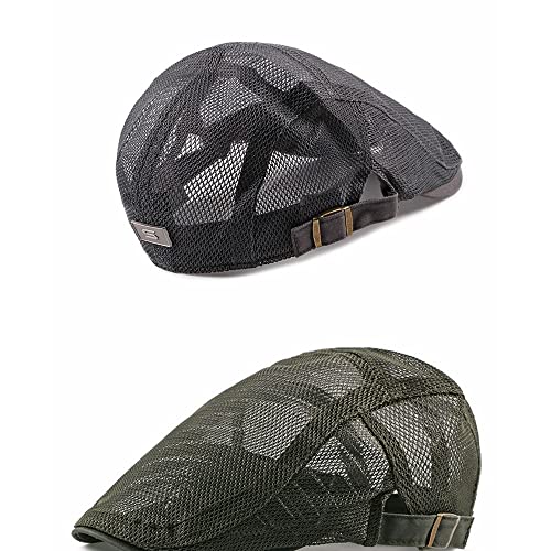 Marycan Men Mesh Newsboy Cap Mesh Breathable Summer Cap Adjustable Newsboy Beret Cap Cabbie Flat Cap (Color : A, Size : 55-60Cm Adjustable) #TOP2