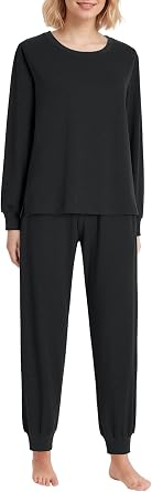 Latuza Womens Petite Joggers Lounge Set Petite Length Cotton Loungewear