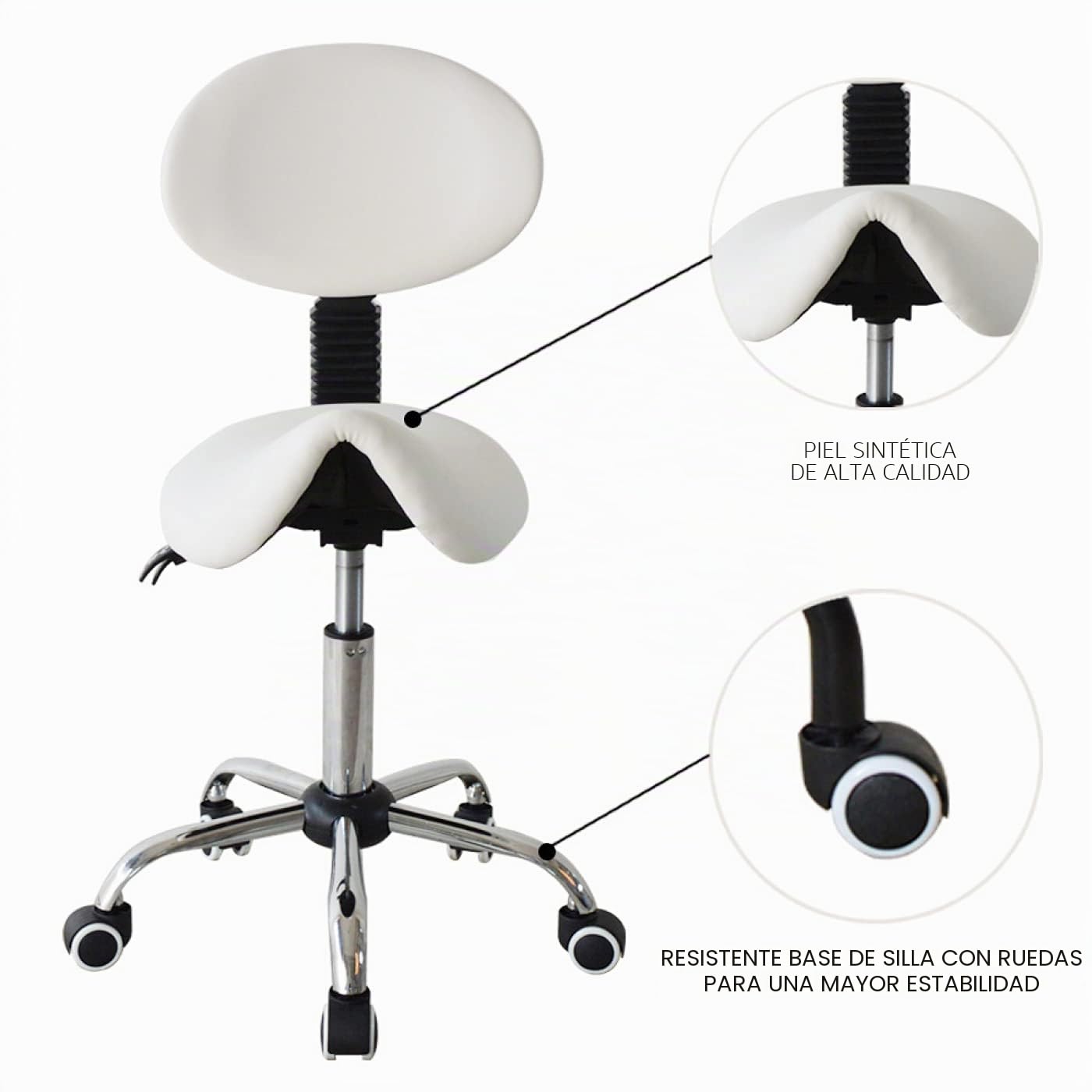 VDD Taburete ergonómico reclinable - Taburete de peluquería - Tabouret - Altura regulable