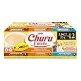 INABA Churu Entrée Mousse for Cats, High Moisture, Prebiotic Wet Cat Food, 3oz. Can, 12 Cans Total, Chicken Variety