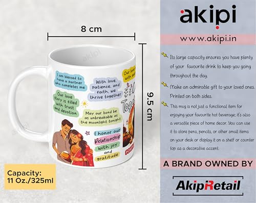 Image of Cup of Togetherness - Karva Chauth Mug Design with Positive Affirmations, Celebrate Love, Devotion & Unity ARM731 11oz Ceramic Coffee /Tea Cup