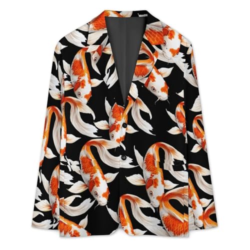 Japanese Fish Men's Slim Suit Long-Sleeve Prom Tuxedo Classic Two Button Business Jacket3