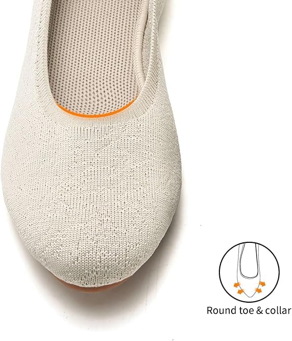 Image of Puxowe Women's Ballet Flats Breathable Knit Slip On Comfortable Round Toe Walking Shoes with Arch Support Insole for Work