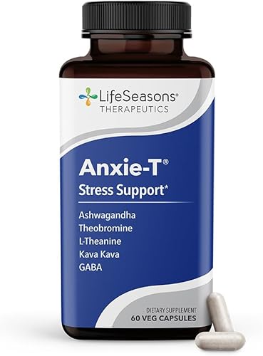 LifeSeasons - Anxie-T - Suplemento herbal para aliviar el estrés para relajarse y calmar la mente contiene Ashwagandha Kava Kava GABA L-teanina 60